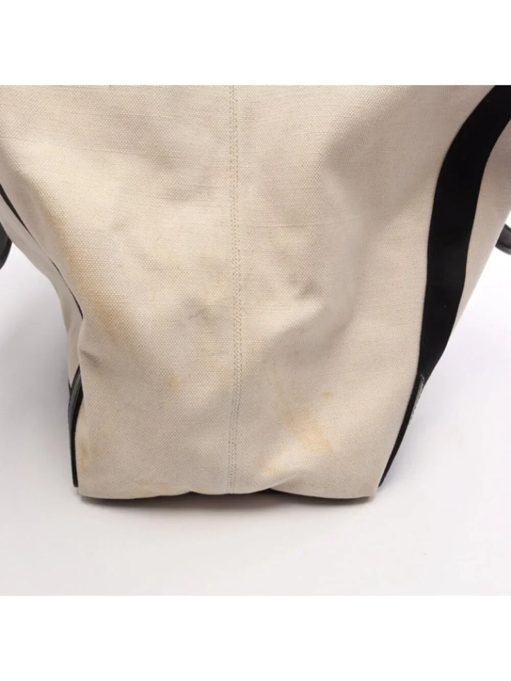 Balenciaga Tote Bag Navy Cabas M Black Natural Canvas Leather